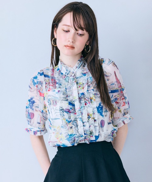 Audie a Muses(オーディアミューズ)の「パリプリントワンピース(ワンピース・レディース・ネイビー/オフホワイト・36/38/40/42)」の13枚目の写真