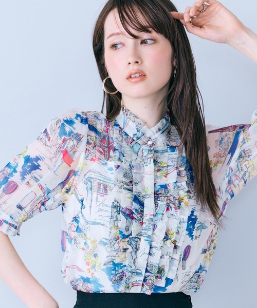 Audie a Muses(オーディアミューズ)の「パリプリントワンピース(ワンピース・レディース・ネイビー/オフホワイト・36/38/40/42)」の14枚目の写真