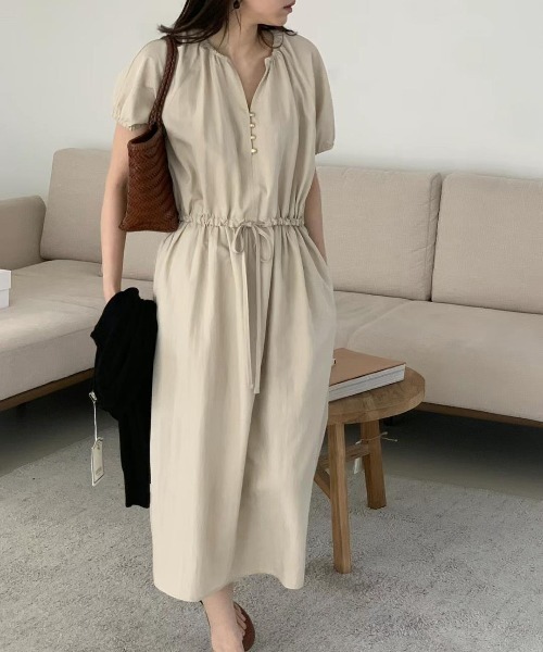 FREE STYLISTS(フリー スタイリスト)の「YUGA_YGMC Korean style drawstring French sleeve dress(ワンピース・レディース・ベージュ/ホワイト・FREE)」の20枚目の写真