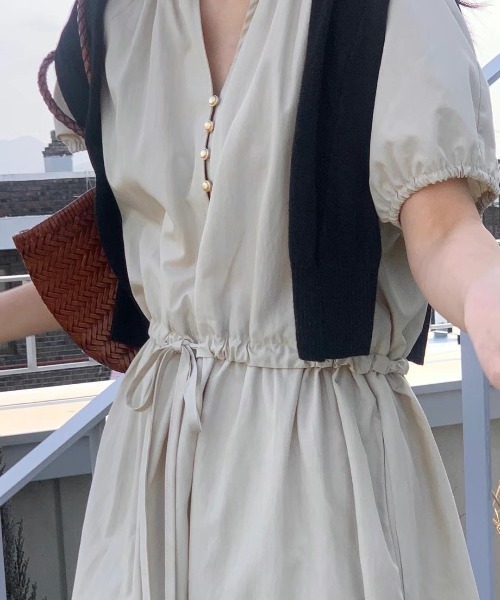FREE STYLISTS(フリー スタイリスト)の「YUGA_YGMC Korean style drawstring French sleeve dress(ワンピース・レディース・ベージュ/ホワイト・FREE)」の7枚目の写真