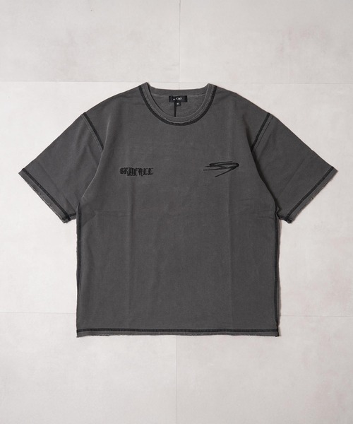 1111clothing(ワンフォークロージング)の「【セットアップ可能】ミニ裏毛 アップリケ Tシャツ / Mini Fleece Applique T-Shirt(Tシャツ/カットソー・メンズ・アッシュ/ブラック・XL/L/M)」の17枚目の写真