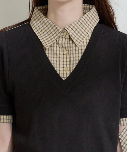 natural couture（ナチュラルクチュール）の「レイヤードリボンスリーブ半袖TOPS（ニット/セーター・レディース・アイボリー/ネイビー/ブラウン/グレー/ブラック・FREE）」の20枚目の写真