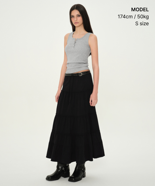 MUSINSA STANDARD WOMAN（ムシンサスタンダードウーマン）の「ウィメンズヘンリーネックタンクトップ[ミディアムグレー]（Tシャツ/カットソー・レディース・その他・LARGE/X-SMALL/SMALL/MEDIUM）」の2枚目の写真