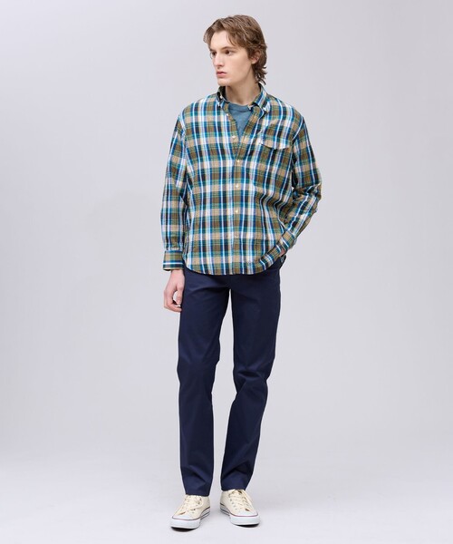 J.PRESS(ジェイプレス)の「ひんやりで品あり【吸水速乾 / 接触冷感 / 高通気性】Aero Weave クールマックス サッカー 長袖シャツ / B.D.(シャツ/ブラウス・メンズ・ブラウン系3/レッド系3/ブルー系3・MEDIUM/LARGE/X-LARGE)」の11枚目の写真