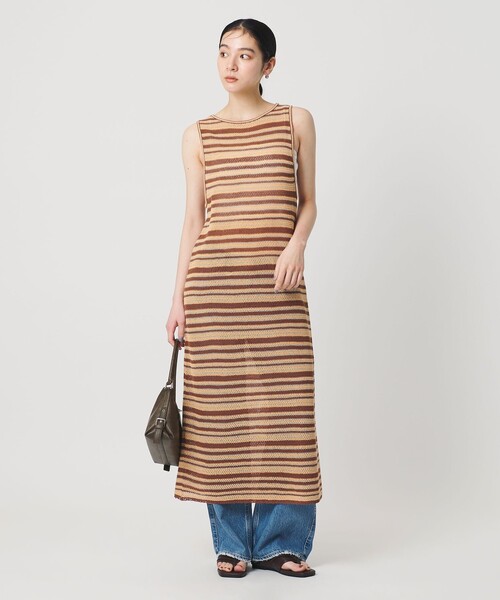 BEAUTY&YOUTH UNITED ARROWS(ビューティーアンドユースユナイテッドアローズ)の「コットン メッシュ ボーダーワンピース(ワンピース・レディース・ブラック/ダークブラウン・FREE)」の2枚目の写真