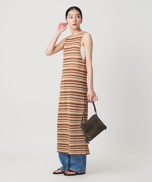 BEAUTY&YOUTH UNITED ARROWS(ビューティーアンドユースユナイテッドアローズ)の「コットン メッシュ ボーダーワンピース(ワンピース・レディース・ブラック/ダークブラウン・FREE)」の4枚目の写真