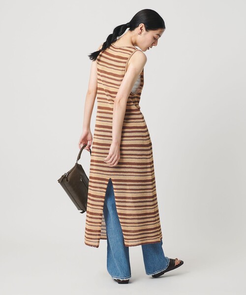 BEAUTY&YOUTH UNITED ARROWS(ビューティーアンドユースユナイテッドアローズ)の「コットン メッシュ ボーダーワンピース(ワンピース・レディース・ブラック/ダークブラウン・FREE)」の5枚目の写真