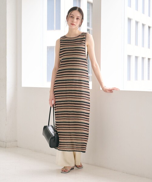 BEAUTY&YOUTH UNITED ARROWS(ビューティーアンドユースユナイテッドアローズ)の「コットン メッシュ ボーダーワンピース(ワンピース・レディース・ブラック/ダークブラウン・FREE)」の7枚目の写真