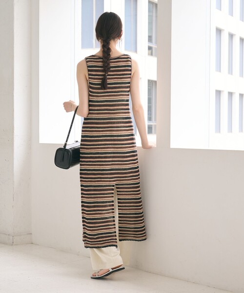 BEAUTY&YOUTH UNITED ARROWS(ビューティーアンドユースユナイテッドアローズ)の「コットン メッシュ ボーダーワンピース(ワンピース・レディース・ブラック/ダークブラウン・FREE)」の9枚目の写真