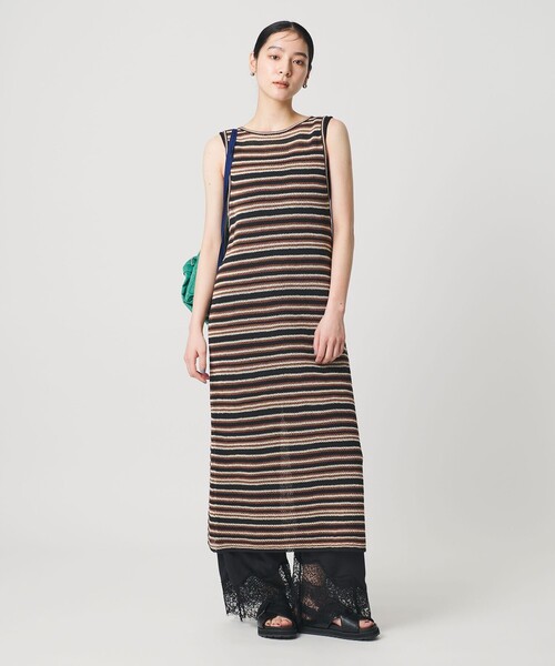 BEAUTY&YOUTH UNITED ARROWS(ビューティーアンドユースユナイテッドアローズ)の「コットン メッシュ ボーダーワンピース(ワンピース・レディース・ブラック/ダークブラウン・FREE)」の11枚目の写真