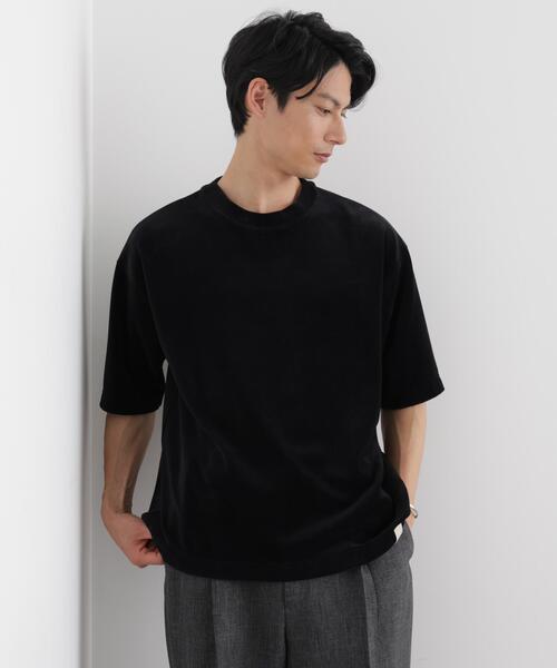 NANO universe（ナノユニバース）の「ベロア クルーネック Ｔシャツ 半袖（Tシャツ/カットソー・メンズ・ブラック/ダークブラウン・L/M）」の3枚目の写真
