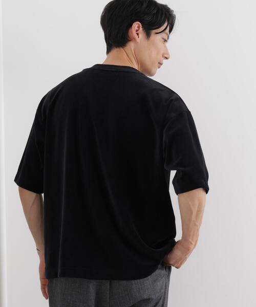 NANO universe（ナノユニバース）の「ベロア クルーネック Ｔシャツ 半袖（Tシャツ/カットソー・メンズ・ブラック/ダークブラウン・L/M）」の5枚目の写真
