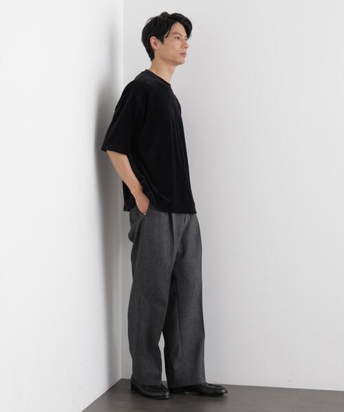 NANO universe（ナノユニバース）の「ベロア クルーネック Ｔシャツ 半袖（Tシャツ/カットソー・メンズ・ブラック/ダークブラウン・L/M）」の7枚目の写真