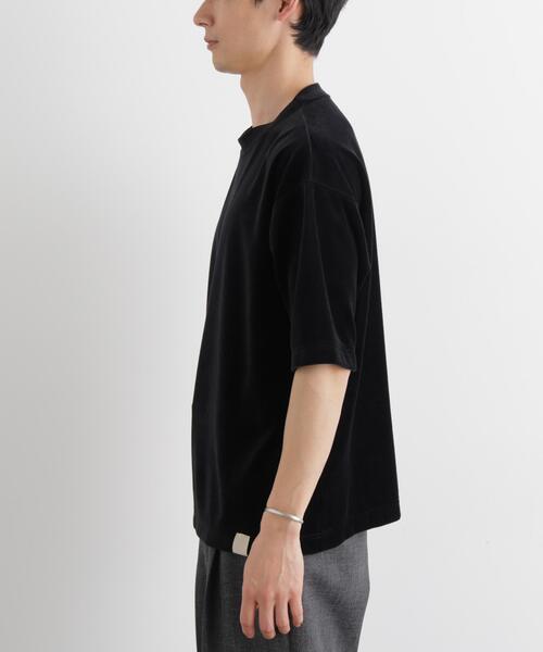 NANO universe（ナノユニバース）の「ベロア クルーネック Ｔシャツ 半袖（Tシャツ/カットソー・メンズ・ブラック/ダークブラウン・L/M）」の10枚目の写真