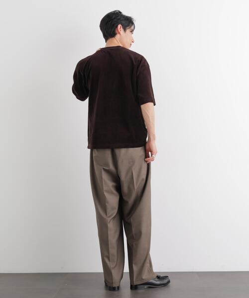 NANO universe（ナノユニバース）の「ベロア クルーネック Ｔシャツ 半袖（Tシャツ/カットソー・メンズ・ブラック/ダークブラウン・L/M）」の22枚目の写真