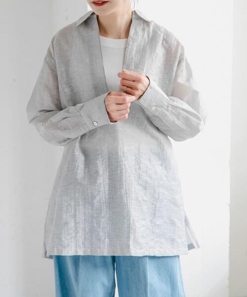 FORK&SPOON(フォークアンドスプーン)の「FORK&SPOON シアースキッパーシャツ(シャツ/ブラウス・レディース・オフホワイト/ブラック・1)」の4枚目の写真