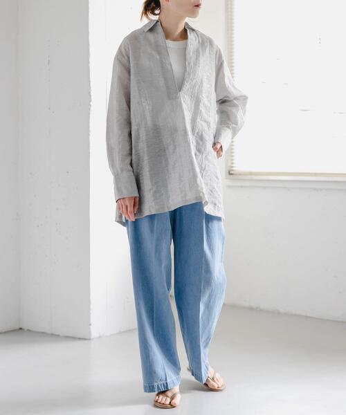 FORK&SPOON(フォークアンドスプーン)の「FORK&SPOON シアースキッパーシャツ(シャツ/ブラウス・レディース・オフホワイト/ブラック・1)」の9枚目の写真