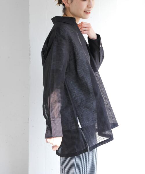 FORK&SPOON(フォークアンドスプーン)の「FORK&SPOON シアースキッパーシャツ(シャツ/ブラウス・レディース・オフホワイト/ブラック・1)」の16枚目の写真
