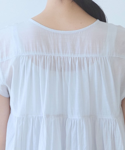 yuni(ユニ )の「100/1C Cu cap sleeves gather blouse(シャツ/ブラウス・レディース・グレー/ブラック・FREE)」の10枚目の写真