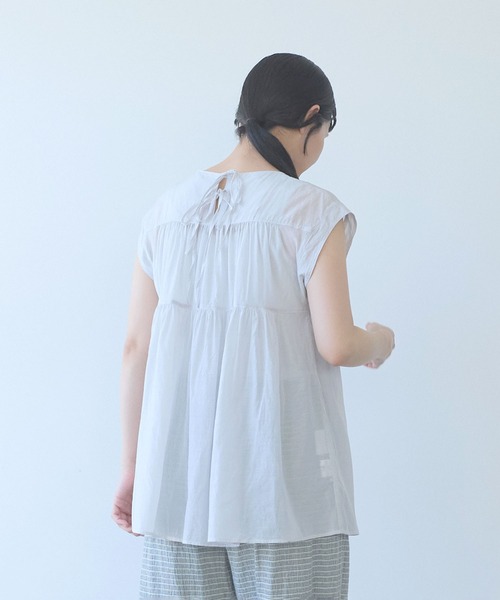 yuni(ユニ )の「100/1C Cu cap sleeves gather blouse(シャツ/ブラウス・レディース・グレー/ブラック・FREE)」の21枚目の写真