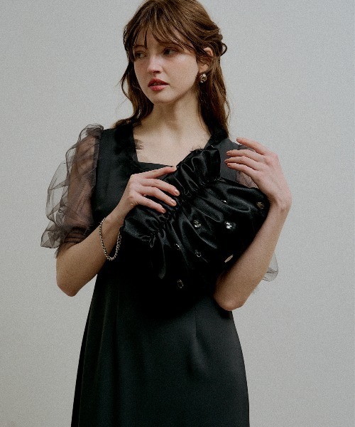 LE'RURE（リルアー）の「Larm bijou satin bag（ハンドバッグ・レディース・グレー/ブラック・FREE）」の6枚目の写真