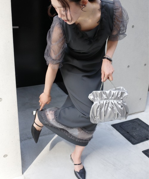 LE'RURE（リルアー）の「Larm bijou satin bag（ハンドバッグ・レディース・グレー/ブラック・FREE）」の14枚目の写真