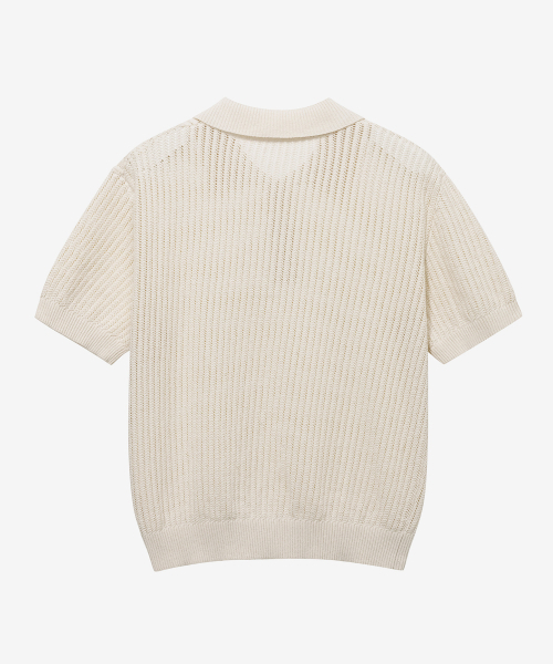 MINDBRIDGE（マインドブリッジ）の「[COUTURE]クロシェカラーセミオーバーフィット半袖ニット - 2カラー（ニット/セーター・メンズ・ブラウン/クリーム・100/110/95/105）」の4枚目の写真