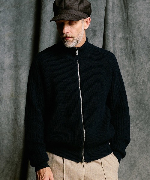 wjk（ダヴルジェイケイ）の「mcg3811- lomond×powder zip-up knit ジップカーディガン(6890 wn09j)（カーディガン/ボレロ・メンズ・ネイビー/ブラック・S/M/L/XL）」の5枚目の写真