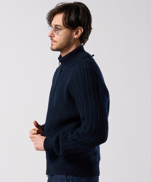 wjk（ダヴルジェイケイ）の「mcg3811- lomond×powder zip-up knit ジップカーディガン(6890 wn09j)（カーディガン/ボレロ・メンズ・ネイビー/ブラック・S/M/L/XL）」の15枚目の写真