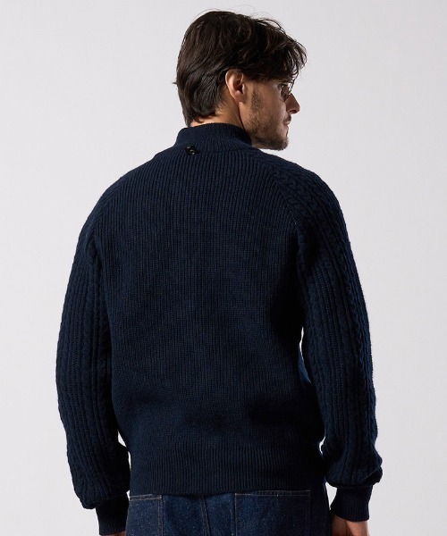 wjk（ダヴルジェイケイ）の「mcg3811- lomond×powder zip-up knit ジップカーディガン(6890 wn09j)（カーディガン/ボレロ・メンズ・ネイビー/ブラック・S/M/L/XL）」の16枚目の写真