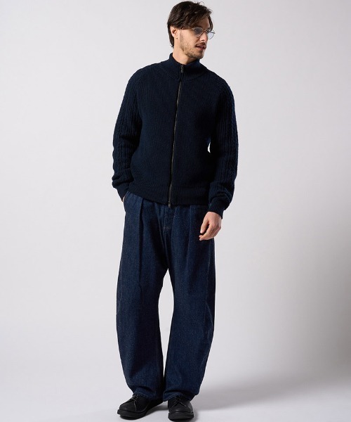 wjk（ダヴルジェイケイ）の「mcg3811- lomond×powder zip-up knit ジップカーディガン(6890 wn09j)（カーディガン/ボレロ・メンズ・ネイビー/ブラック・S/M/L/XL）」の17枚目の写真
