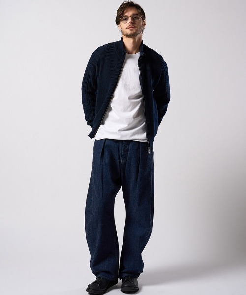 wjk（ダヴルジェイケイ）の「mcg3811- lomond×powder zip-up knit ジップカーディガン(6890 wn09j)（カーディガン/ボレロ・メンズ・ネイビー/ブラック・S/M/L/XL）」の18枚目の写真