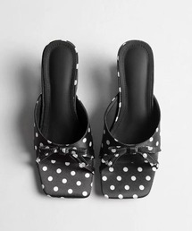 LADY LIKE（レディライク）の「【2色展開】ドット柄リボンデザイン ヒールミュールサンダル（サンダル）」