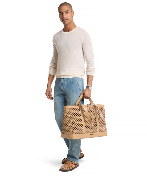 MICHAEL KORS（マイケルコース）の「WHITLEY ハンドウーヴン トート ミディアム（トートバッグ・メンズ・ベージュ系・FREE）」の2枚目の写真