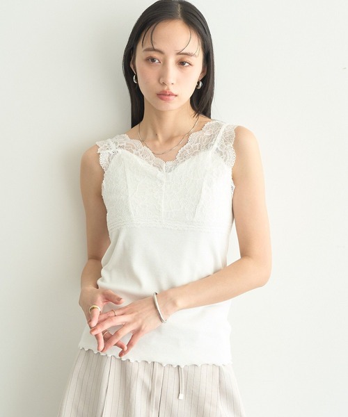 earth music&ecology(アースミュージックアンドエコロジー)の「前後2WAYレースタンクトップ(タンクトップ・レディース・ブラック/アイボリー・FREE)」の15枚目の写真
