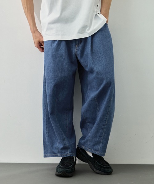 is-ness(イズネス)の「【is-ness/イズネス】5-Pocket Balloon Pants (Enzyme Wash)(デニムパンツ・メンズ・ダークインディゴブルー/ブルー・L/M)」の2枚目の写真