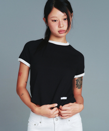 CLASSIC ROUND HEM RINGER TEE BLACK