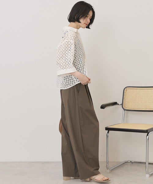 AMERICAN HOLIC（アメリカンホリック）の「刺繍ショート半袖シャツ（シャツ/ブラウス・レディース・ブラック/オフホワイト・L/M）」の3枚目の写真