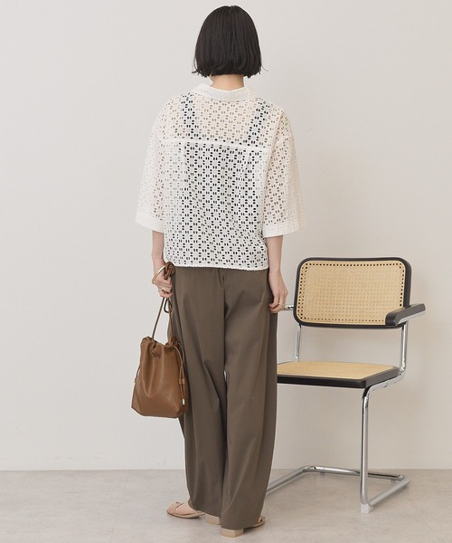 AMERICAN HOLIC（アメリカンホリック）の「刺繍ショート半袖シャツ（シャツ/ブラウス・レディース・ブラック/オフホワイト・L/M）」の4枚目の写真