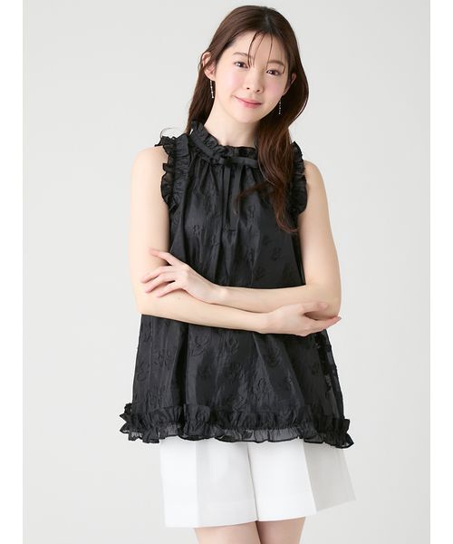 CELFORD(セルフォード)の「ブラックリボンジャガードチュニック(シャツ/ブラウス・レディース・ブラック/サックスブルー/オフホワイト・F)」の10枚目の写真