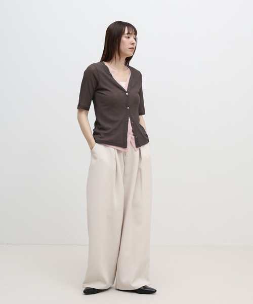 select MOCA(セレクトモカ)の「シアーテレコレイヤードデザイントップス(カーディガン/ボレロ・レディース・チャコールグレー/ブラック/オフホワイト・FREE)」の8枚目の写真