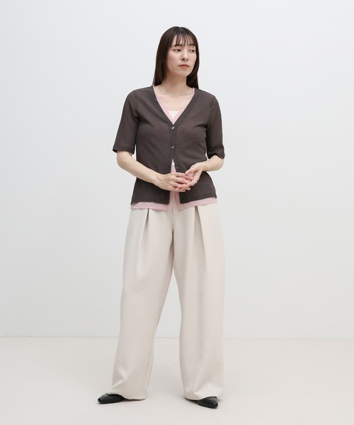select MOCA(セレクトモカ)の「シアーテレコレイヤードデザイントップス(カーディガン/ボレロ・レディース・チャコールグレー/ブラック/オフホワイト・FREE)」の11枚目の写真
