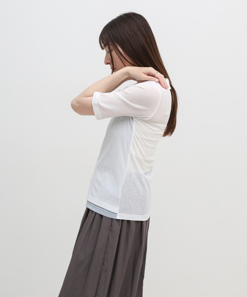 select MOCA(セレクトモカ)の「シアーテレコレイヤードデザイントップス(カーディガン/ボレロ・レディース・チャコールグレー/ブラック/オフホワイト・FREE)」の19枚目の写真