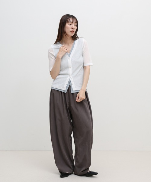 select MOCA(セレクトモカ)の「シアーテレコレイヤードデザイントップス(カーディガン/ボレロ・レディース・チャコールグレー/ブラック/オフホワイト・FREE)」の18枚目の写真