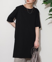５分袖サイドスリットロングTシャツ