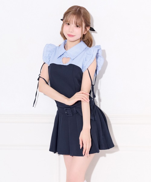 apres jour(アプレジュール)の「デコルテハートカットミニワンピース(ワンピース・レディース・ブルー/ブラック系その他/ブラック・X-LARGE/MEDIUM/SMALL)」の1枚目の写真