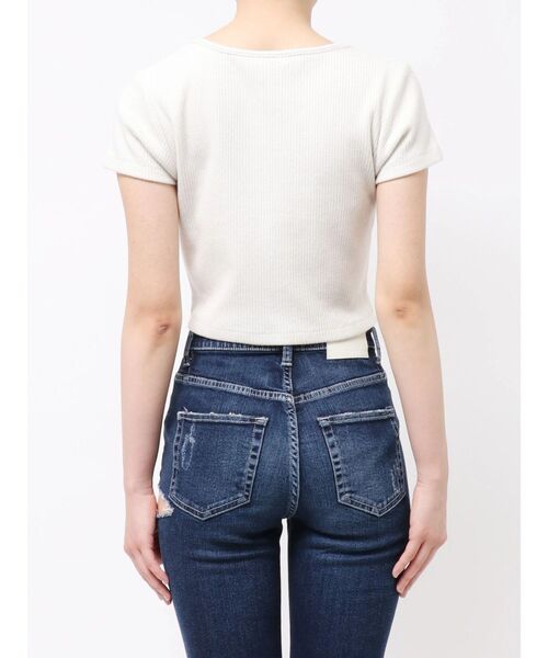 GYDA(ジェイダ)の「GGロゴラインストーンラメテレコハーフスリーブトップス(Tシャツ/カットソー・レディース・ピンク/ブラック/オフホワイト・FREE)」の21枚目の写真