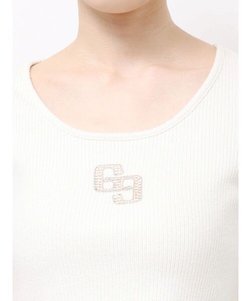 GYDA(ジェイダ)の「GGロゴラインストーンラメテレコハーフスリーブトップス(Tシャツ/カットソー・レディース・ピンク/ブラック/オフホワイト・FREE)」の22枚目の写真