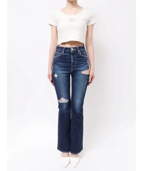 GYDA(ジェイダ)の「GGロゴラインストーンラメテレコハーフスリーブトップス(Tシャツ/カットソー・レディース・ピンク/ブラック/オフホワイト・FREE)」の6枚目の写真