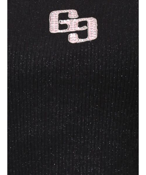 GYDA(ジェイダ)の「GGロゴラインストーンラメテレコハーフスリーブトップス(Tシャツ/カットソー・レディース・ピンク/ブラック/オフホワイト・FREE)」の7枚目の写真